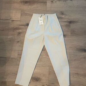 ZARA, medium high waisted pant, color “oyster-white”.